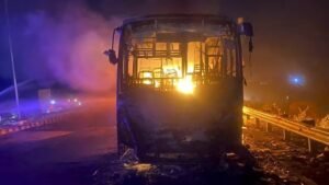 Bus Burnt 9 killed in Haryana