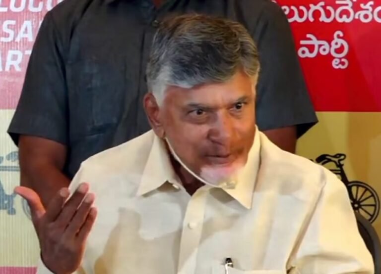 Chandrababu Naidu in a media conference after the election results