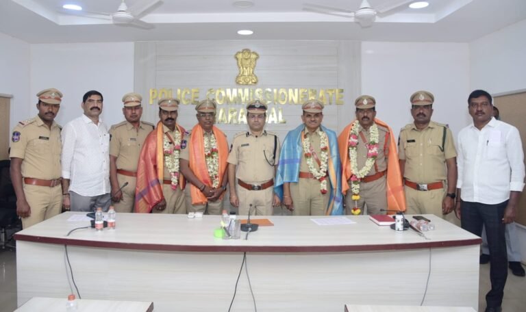 Warangal Police Commissioner Amber Kishore Jha felicitated the retiring police officers.