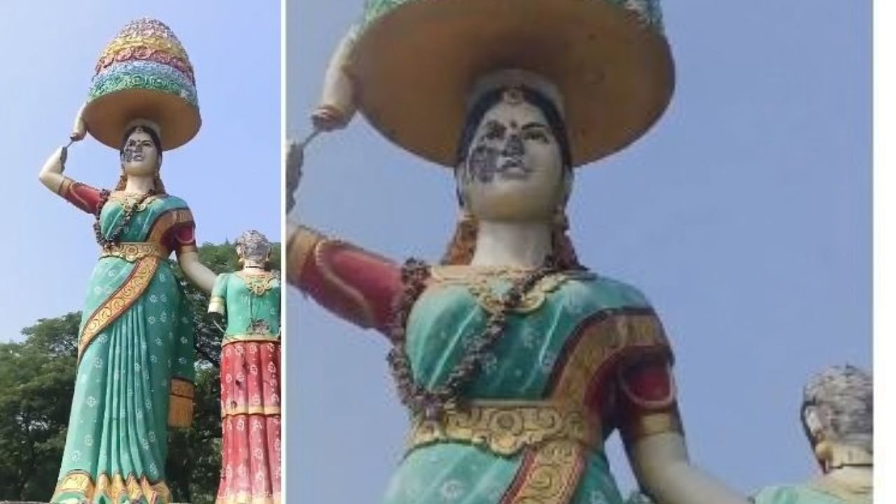 Mahabubabad Bathukamma Idol Damage